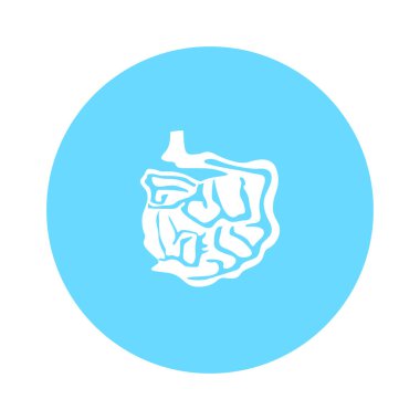 Düz modern tasarım ve kalın bağırsaklar. Mavi çember üzerinde vektör illüstrasyonu