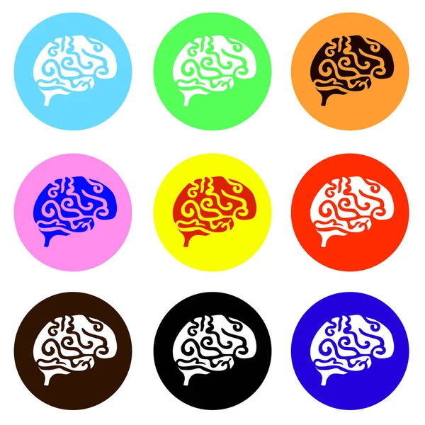 Ensemble d'icônes du cerveau humain - intelligence, concept de créativité — Image vectorielle