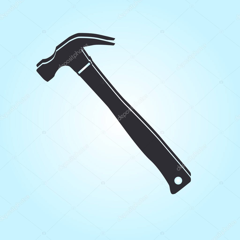 Hammer Icon in trendy flat style isolated on blue background, for your web site design, app, logo, UI. Vector illustration.