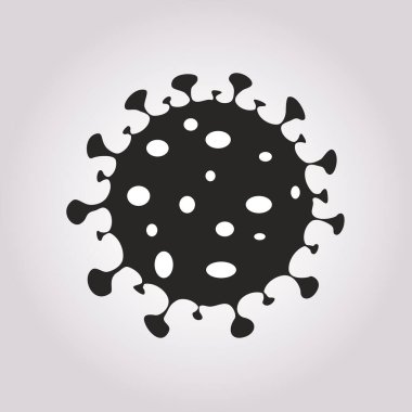 Corona Virüs ikonu şekli. Biyolojik tehlike logosu sembolü. Bulaşma salgını virüsü tehlike işareti. Vektör çizimi. Gri arkaplanda izole.