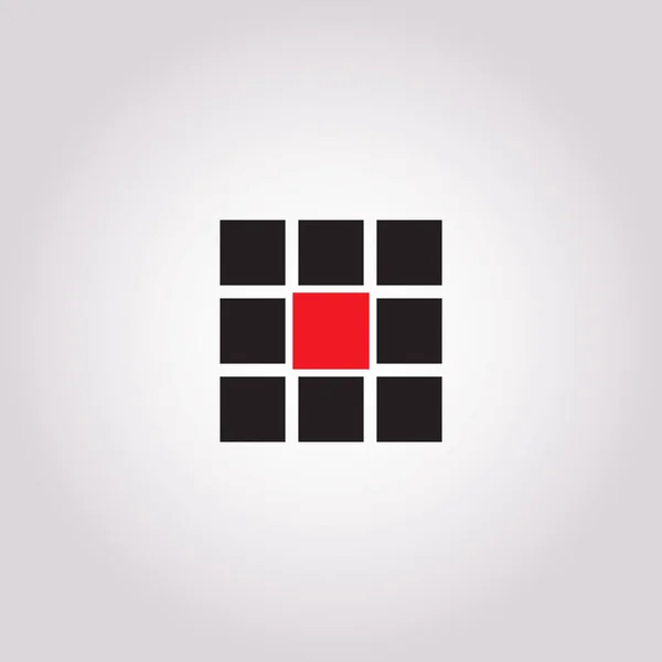 Blank Square Icon Set Black Squares Grey Fone Red Middle — стоковый вектор