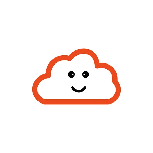 Cute Happy Orange Cloud, Print or Icon Illustration — стоковое фото