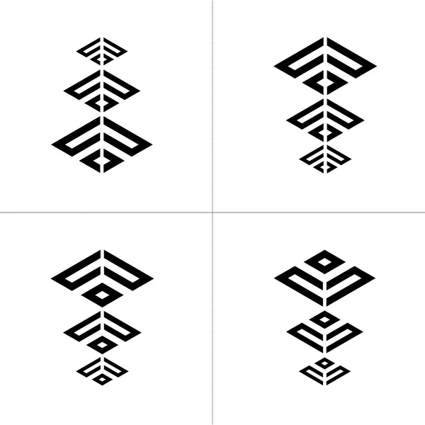 Conjunto de logotipo de línea abstracta con plantilla de vector de diseño de triángulo — Vector de stock