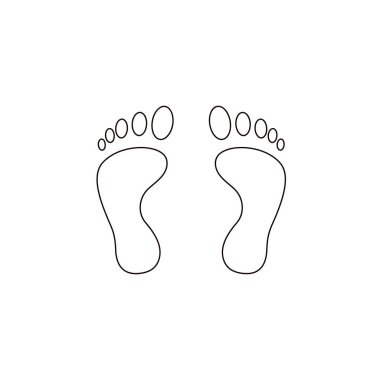 Beyaz arkaplanda izole edilmiş ayak izi çizgisi simgesi.
