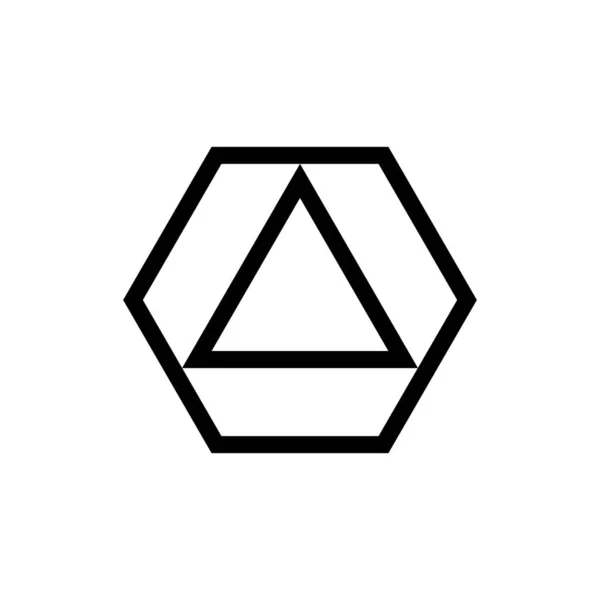 삼각형 그림의 로고 요소가 있는 육각형 — 스톡 벡터