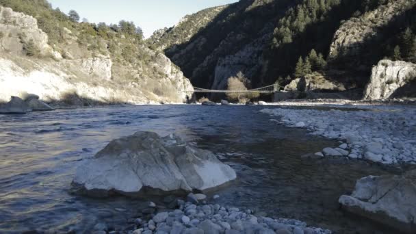 River Its Passage Population Janovas Sobrarbe Aragon Spain — Stock Video