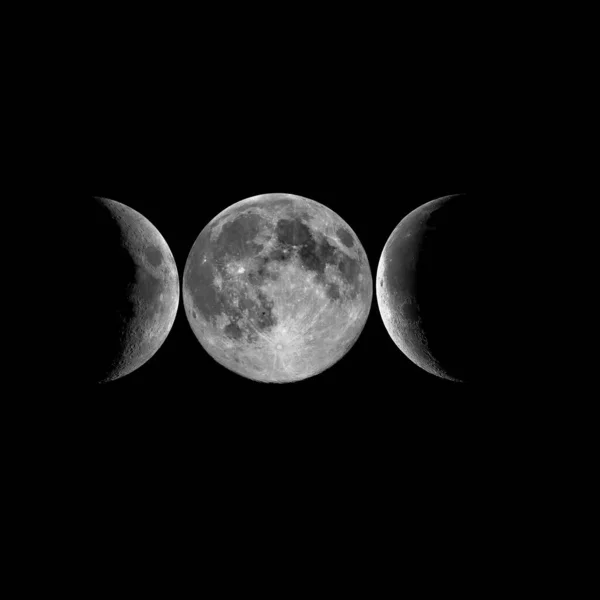 Różne Fazy Które Księżyc Ciągu Miesiąca — Zdjęcie stockowe