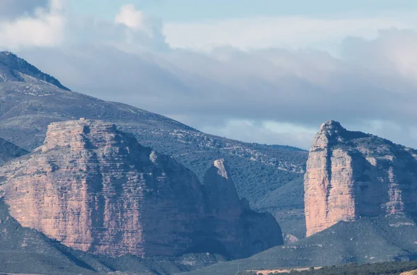 view of the castle of montearagon with roldan jump in the huesca background