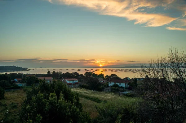 Vista Mar Céu Fazendas Mexilhões Estuário Arousa Fazenda Mexilhões Mar — Fotografia de Stock