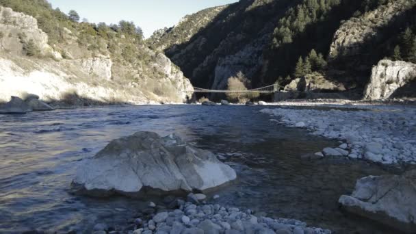 Most Wiszący Mieście Janobas Huesca Wioska Avandon Janobas — Wideo stockowe