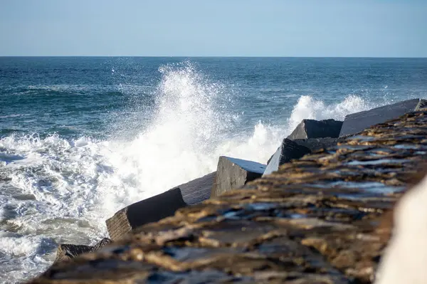 Rompeolas Del Rompeolas Playa Ondarreta San Sebastian — Foto de Stock