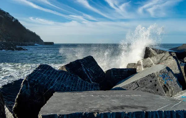 Rompeolas Del Rompeolas Playa Ondarreta San Sebastian — Foto de Stock