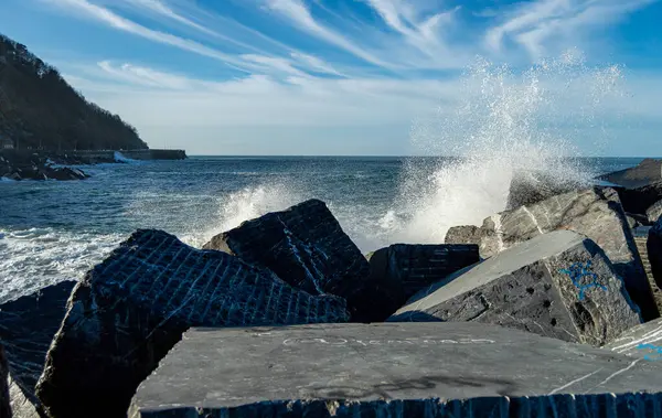 Rompeolas Del Rompeolas Playa Ondarreta San Sebastian — Foto de Stock