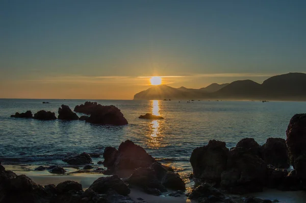 Sonnenuntergang Der Umgebung Des Strandes Der Spanischen Küste — Stockfoto