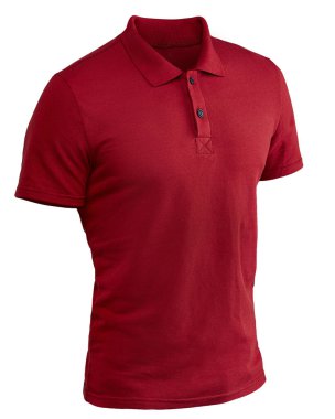 Beyaz arka plan üzerinde izole kırmızı polo gömlek