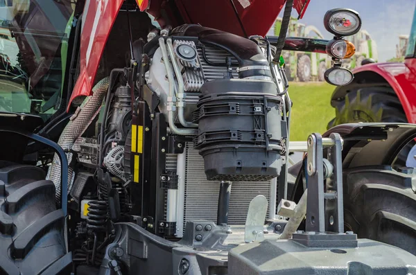Powerful high-tech tractor engine in modern design