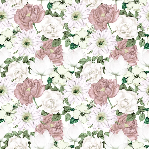 Floral Seamless Pattern Hand Drawn Flowers Botanical Seamless Pattern Floral — Stock Photo, Image