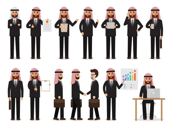 Des hommes d'affaires arabes en action — Image vectorielle