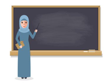 Müslüman öğretmen öğrenci sınıfta öğretim