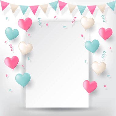 Konfeti kirazkuşları şeritler ve balonlar ile