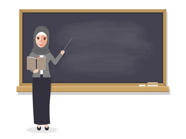 Professor muçulmano aluno de ensino em sala de aula —  Vetores de Stock