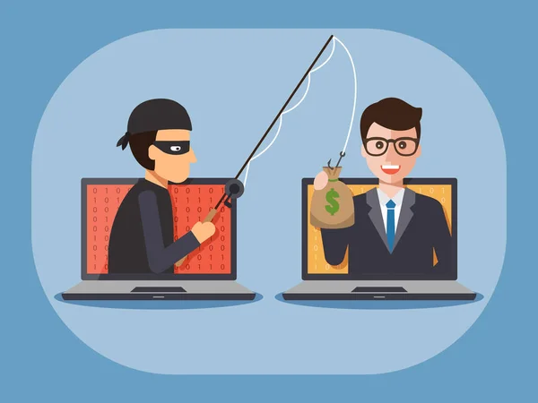 Concepto de ciberseguridad y delincuencia — Vector de stock