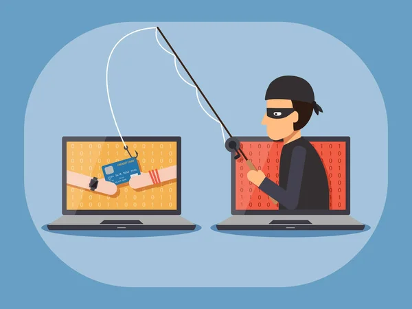 Hacker fishing and sit on sling chair, cyber crime and phishing scam  concept, vector illustration 7892491 Vector Art at Vecteezy