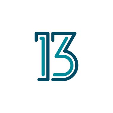 Harf B ve 13 Logo Vektörü, simge, sembol ve resimleme şablonu. Beyaz arkaplanda izole.