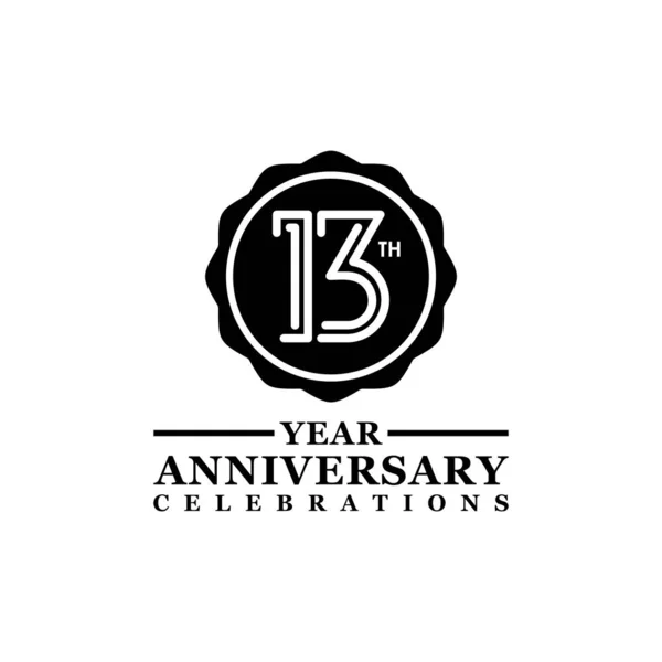 13 aniversario línea estilo diseño logo vector elemento con un anillo negro aislado y elegancia sobre un fondo blanco, un diseño vectorial para celebraciones, tarjetas de invitación y tarjetas de felicitación — Vector de stock
