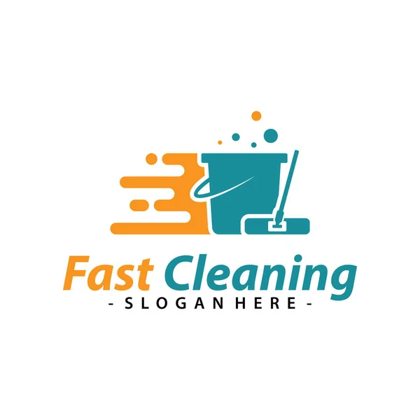 Gyors Tisztítási Szolgáltatás Logó Vektor Creative Cleaning Logó Sablon Dizájn — Stock Vector