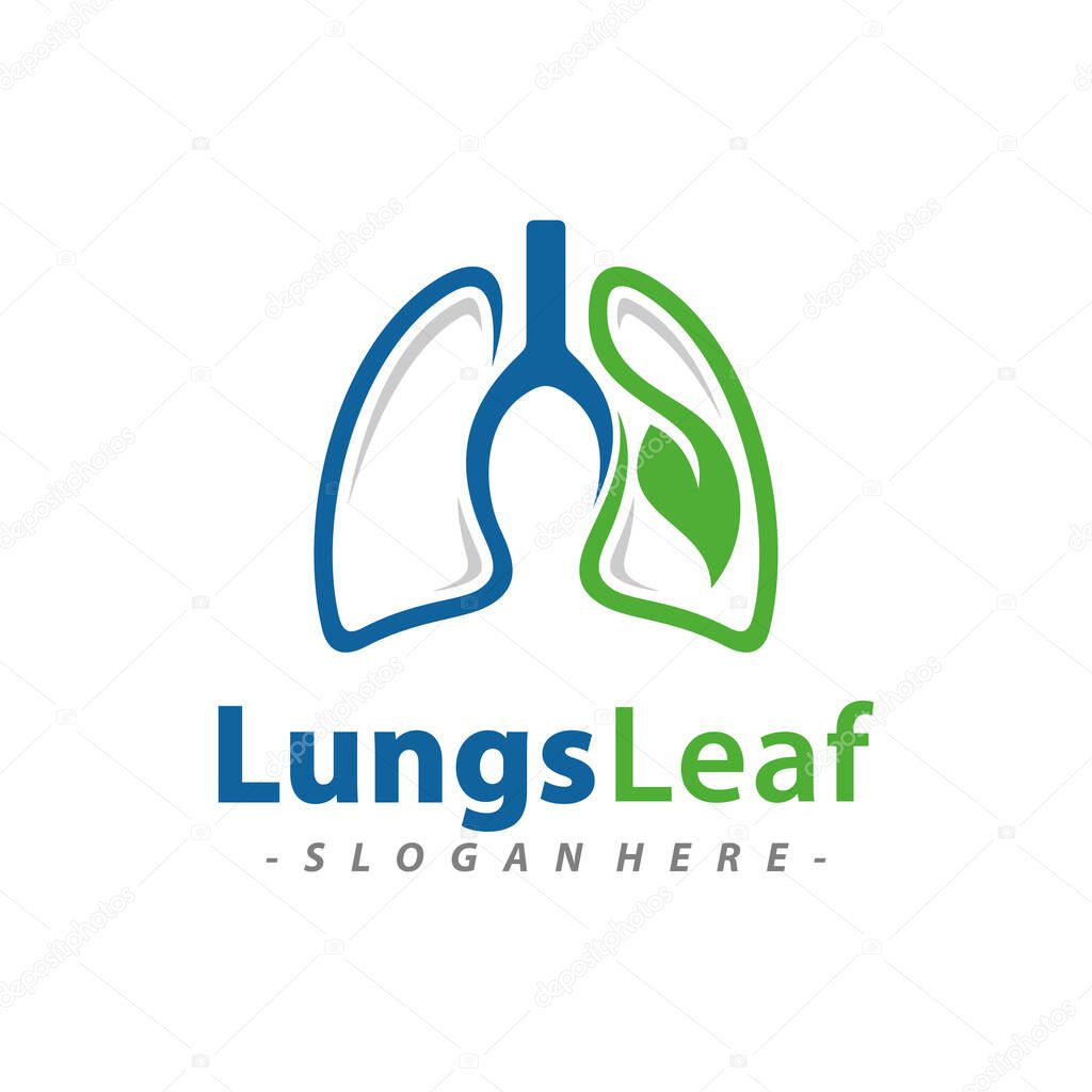 Lungs Leaf logo design template combination. Vector illustration.