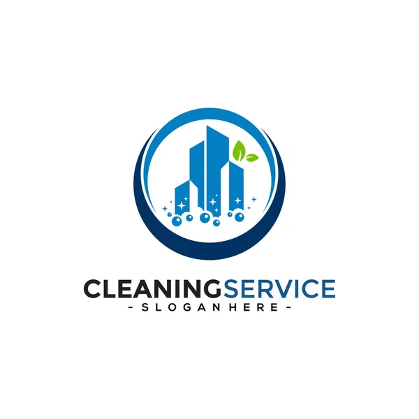 Vector Del Logotipo Del Servicio Limpieza Del Edificio Para Negocio — Vector de stock