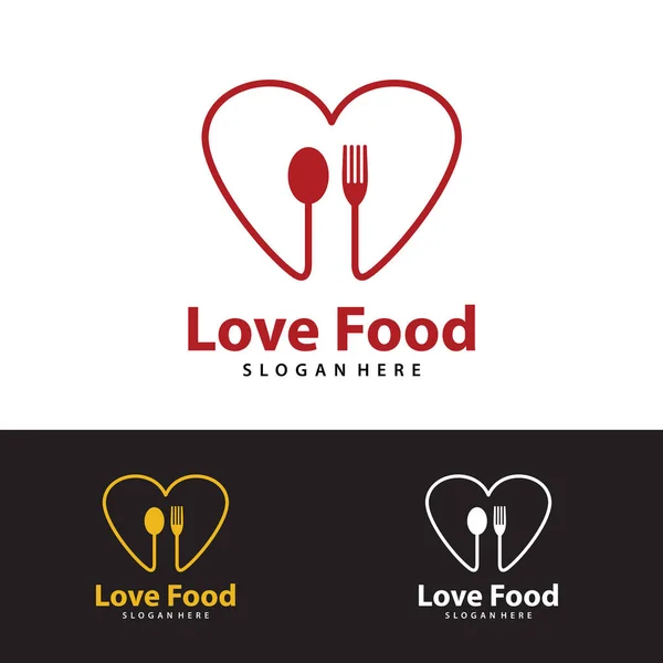 Amor Alimento Logotipo Vetor Vetor Logotipo Comida Criativa —  Vetores de Stock