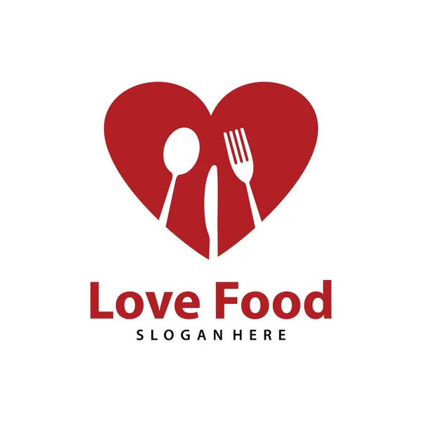 Amor Alimento Logotipo Vetor Vetor Logotipo Comida Criativa —  Vetores de Stock