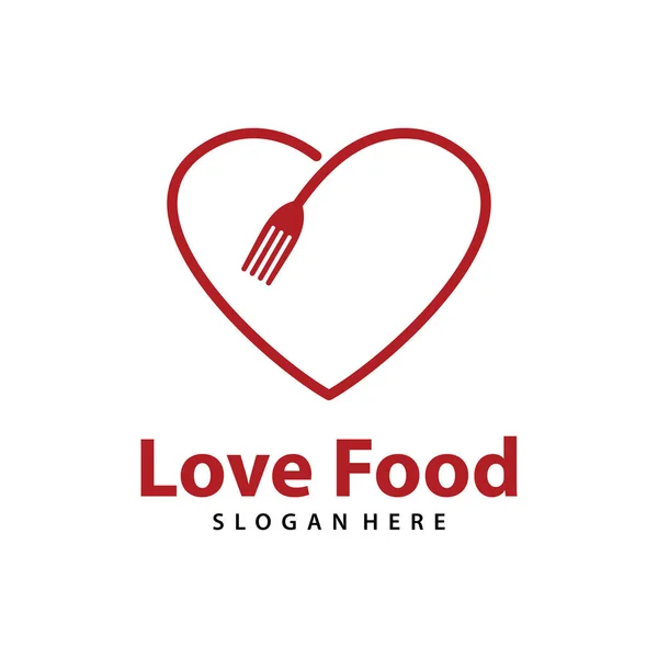 Amor Alimento Logotipo Vetor Vetor Logotipo Comida Criativa —  Vetores de Stock