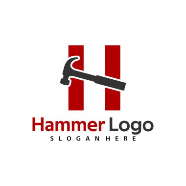 İnşaat, bakım, mülk, ev onarım şirketi için H Hammer Logo Vektörü.