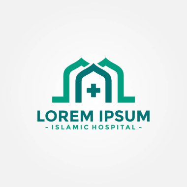 İslam Hastanesi Logo Vektörü. İslami Sağlık Logosu Tasarım Şablonu.