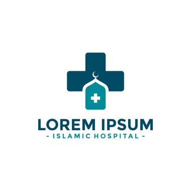 İslam Hastanesi Logo Vektörü. İslami Sağlık Logosu Tasarım Şablonu.