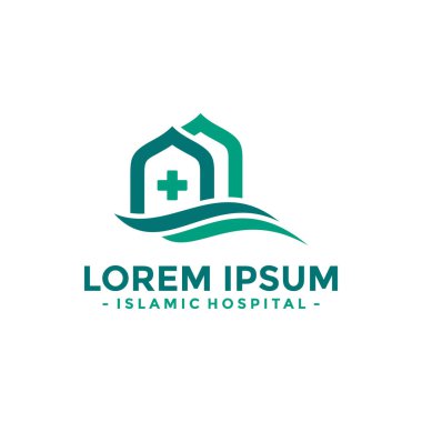 İslam Hastanesi Logo Vektörü. İslami Sağlık Logosu Tasarım Şablonu.