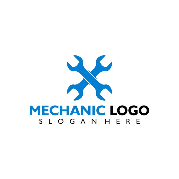 Ilustración Del Vector Del Logotipo Mecánico Aislado Sobre Fondo Blanco — Vector de stock