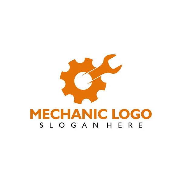 Ilustración Del Vector Del Logotipo Mecánico Aislado Sobre Fondo Blanco — Vector de stock