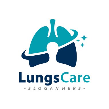 Ciğerlerin bakım logosu şablon kombinasyonu. Vektör illüstrasyonu.