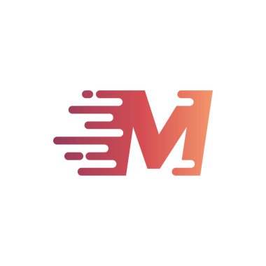 Hızlı M harfi logo tasarım elemanı. Vektör İllüstrasyonu.