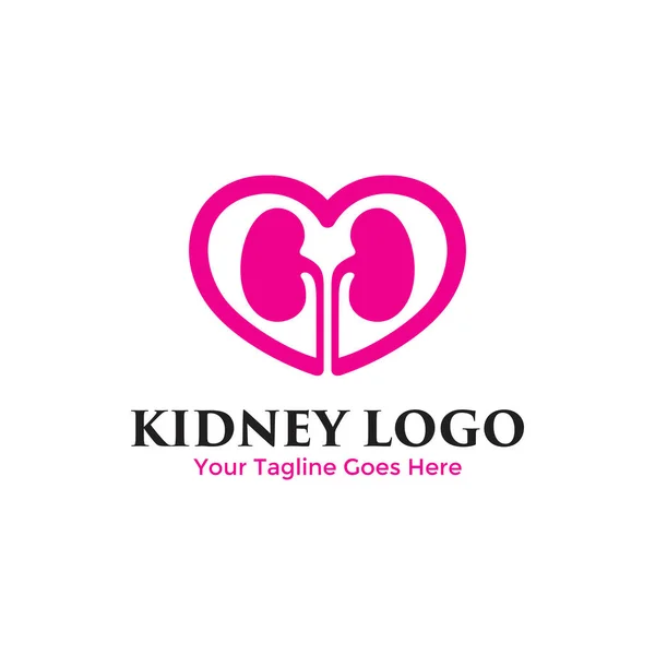 Love Kidney Logo Vector Combination Creative Urology Logo Concept Design — Stock Vector