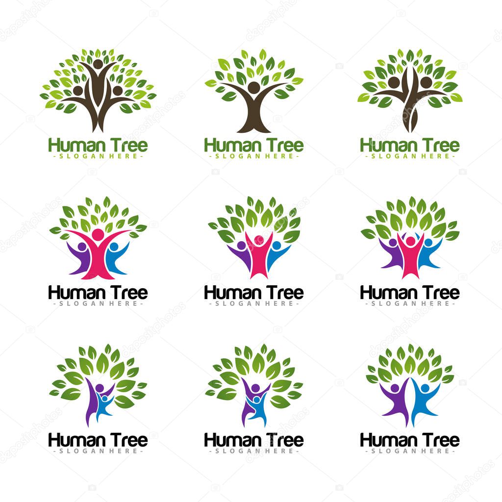 Set of Human Tree Logo Vector Template Design. Vector Illustration.