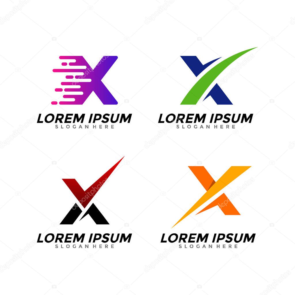 Set of letter X for fast logo vector for business / company