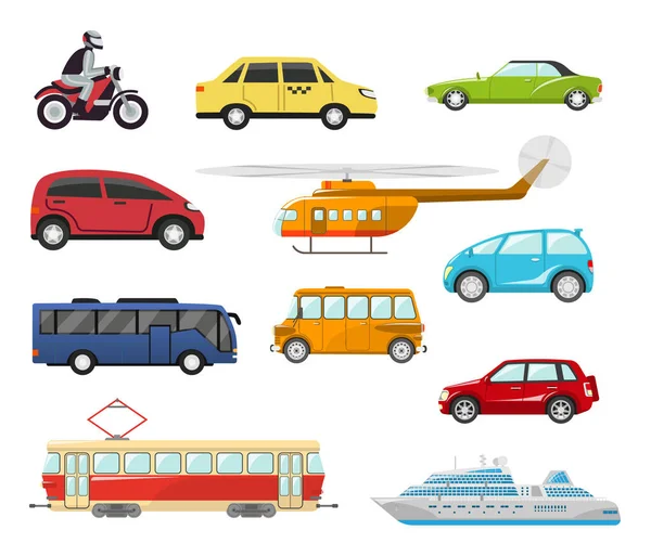 Vetor de Different Means of Transportation. Auto Icons. do Stock