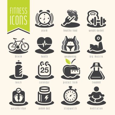 Fitness ve sağlıklı yaşam Icon set