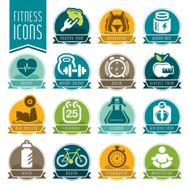 Fitness ve sağlıklı yaşam Icon set