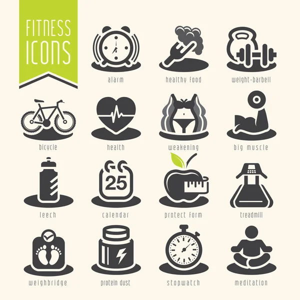 Conjunto de iconos de fitness y bienestar — Archivo Imágenes Vectoriales